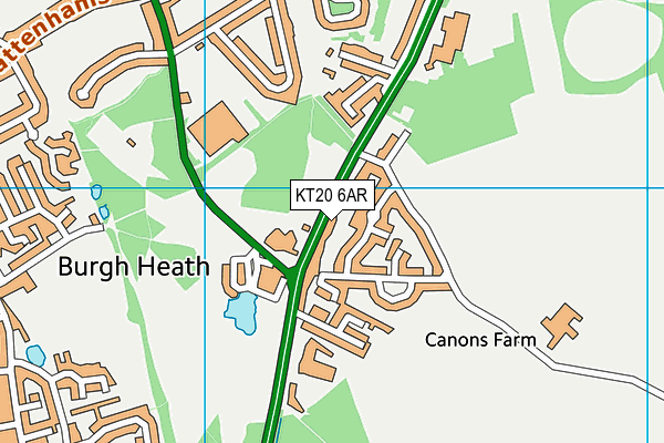 KT20 6AR map - OS VectorMap District (Ordnance Survey)