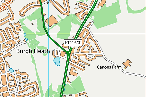 KT20 6AT map - OS VectorMap District (Ordnance Survey)