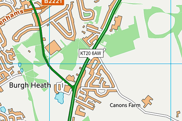 KT20 6AW map - OS VectorMap District (Ordnance Survey)