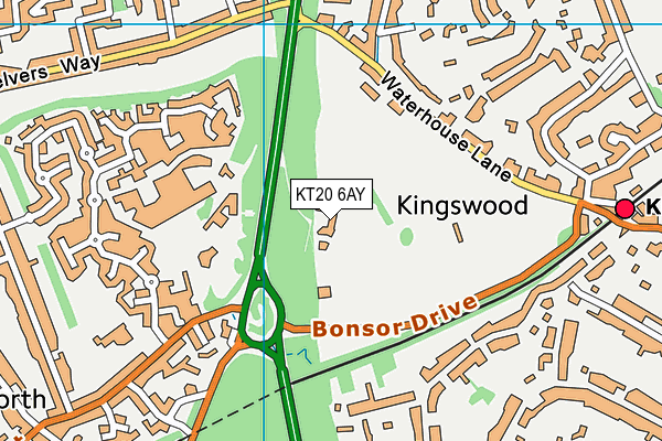 KT20 6AY map - OS VectorMap District (Ordnance Survey)