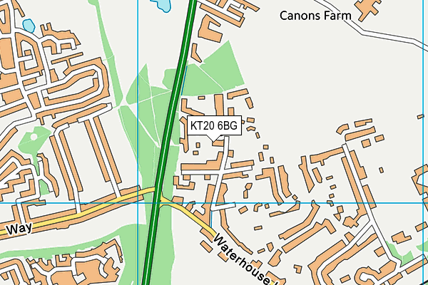 KT20 6BG map - OS VectorMap District (Ordnance Survey)
