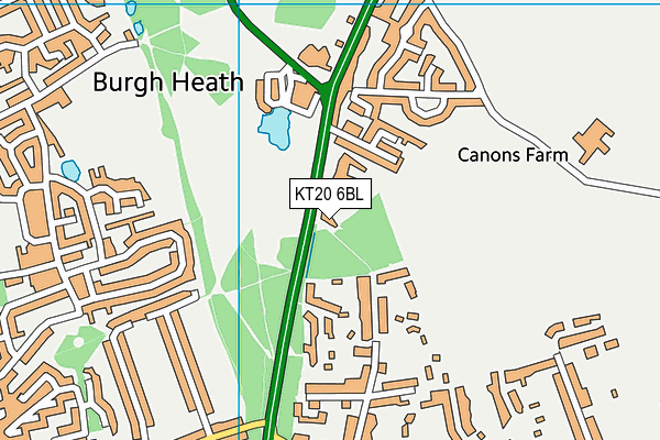KT20 6BL map - OS VectorMap District (Ordnance Survey)