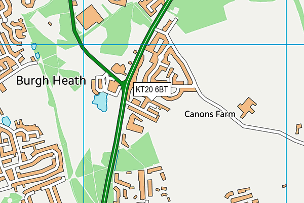 KT20 6BT map - OS VectorMap District (Ordnance Survey)