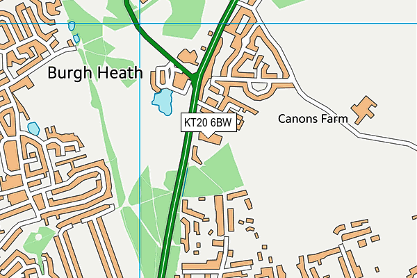 KT20 6BW map - OS VectorMap District (Ordnance Survey)