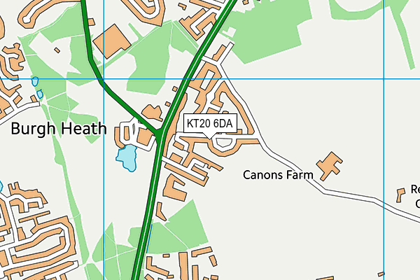 KT20 6DA map - OS VectorMap District (Ordnance Survey)