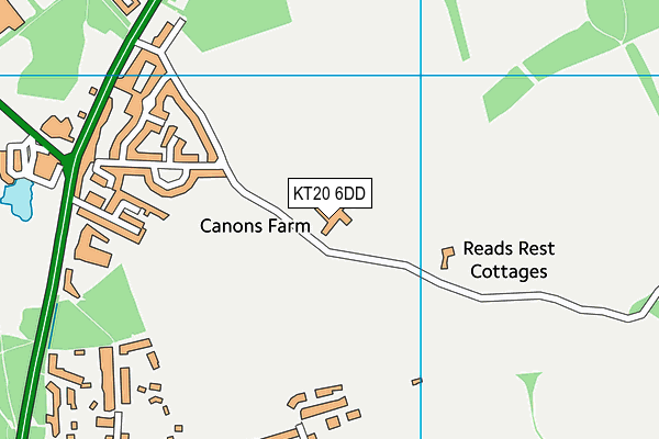 KT20 6DD map - OS VectorMap District (Ordnance Survey)