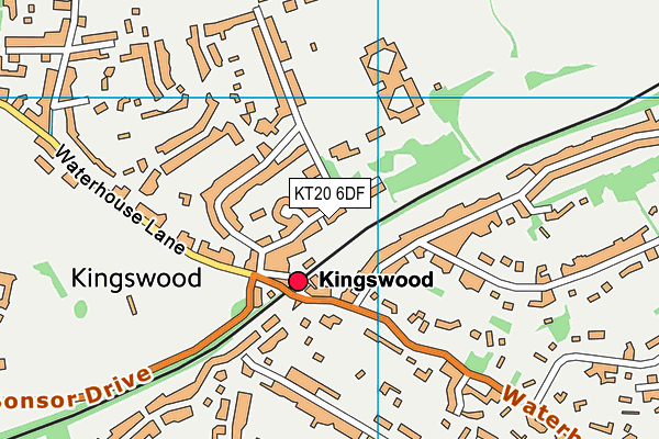 KT20 6DF map - OS VectorMap District (Ordnance Survey)