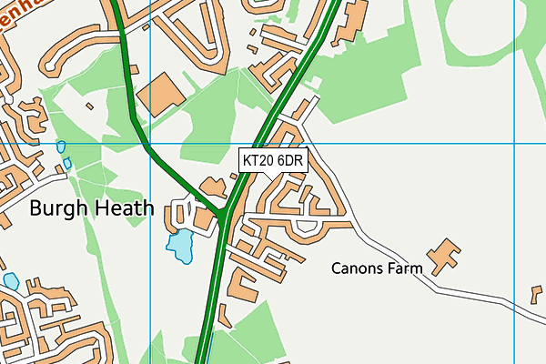 KT20 6DR map - OS VectorMap District (Ordnance Survey)