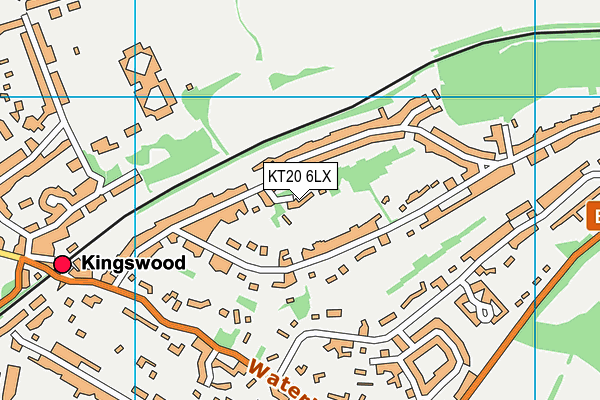 KT20 6LX map - OS VectorMap District (Ordnance Survey)