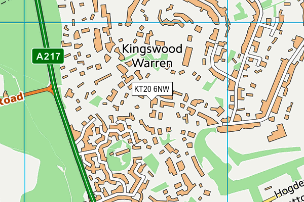 KT20 6NW map - OS VectorMap District (Ordnance Survey)