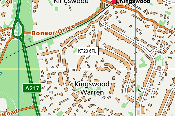 KT20 6PL map - OS VectorMap District (Ordnance Survey)