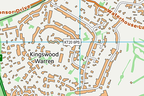 KT20 6PS map - OS VectorMap District (Ordnance Survey)