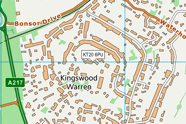 KT20 6PU map - OS VectorMap District (Ordnance Survey)