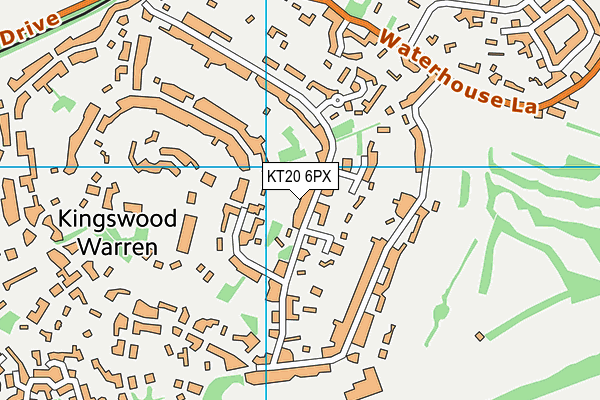 KT20 6PX map - OS VectorMap District (Ordnance Survey)