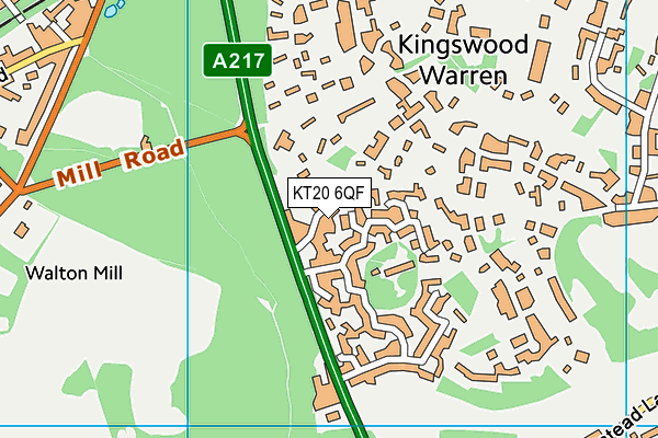 KT20 6QF map - OS VectorMap District (Ordnance Survey)