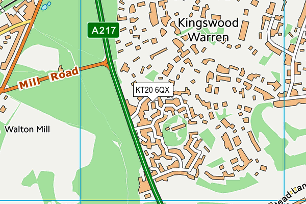 KT20 6QX map - OS VectorMap District (Ordnance Survey)