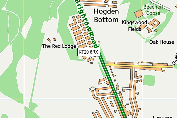 KT20 6RX map - OS VectorMap District (Ordnance Survey)