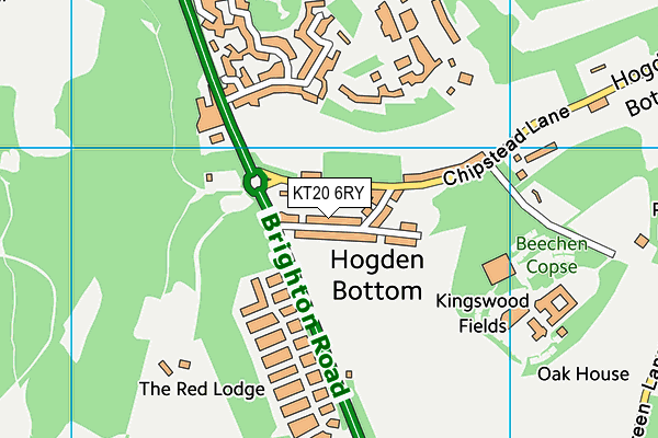 KT20 6RY map - OS VectorMap District (Ordnance Survey)