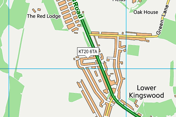 KT20 6TA map - OS VectorMap District (Ordnance Survey)