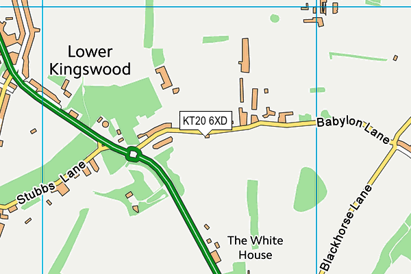 KT20 6XD map - OS VectorMap District (Ordnance Survey)