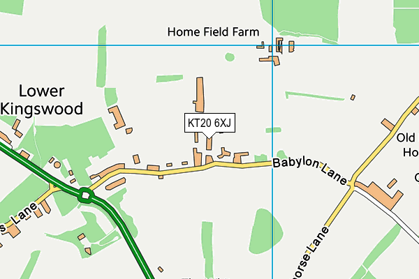 KT20 6XJ map - OS VectorMap District (Ordnance Survey)