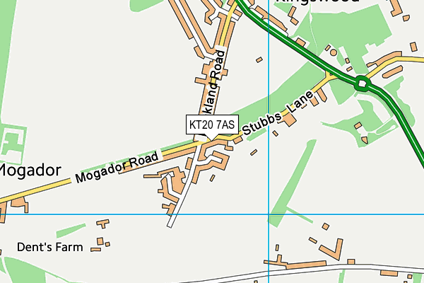 KT20 7AS map - OS VectorMap District (Ordnance Survey)