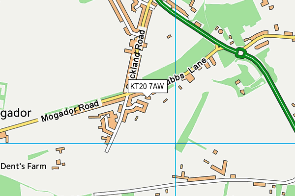 KT20 7AW map - OS VectorMap District (Ordnance Survey)