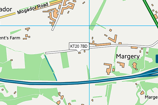 KT20 7BD map - OS VectorMap District (Ordnance Survey)