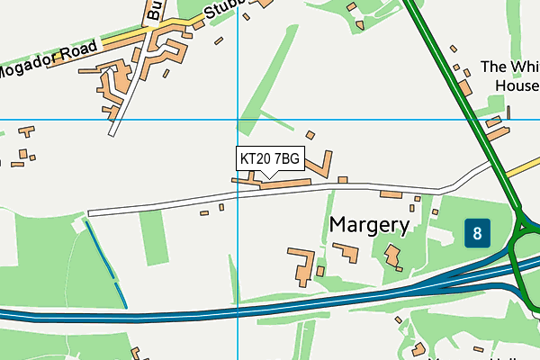 KT20 7BG map - OS VectorMap District (Ordnance Survey)