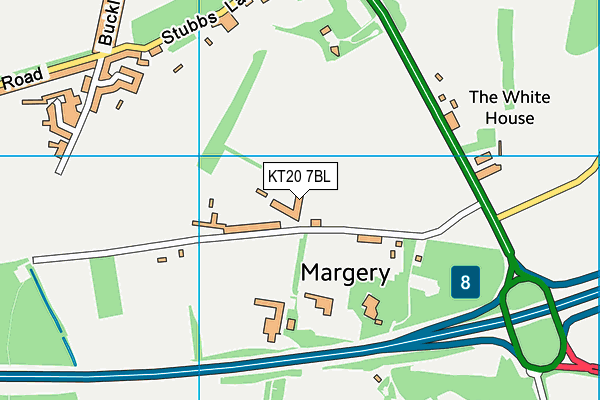 KT20 7BL map - OS VectorMap District (Ordnance Survey)