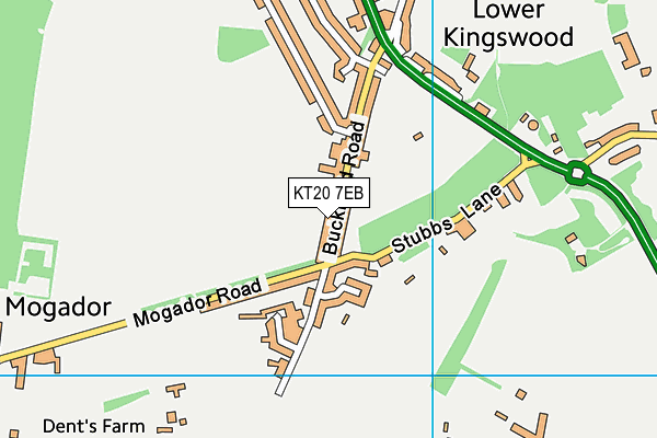 KT20 7EB map - OS VectorMap District (Ordnance Survey)