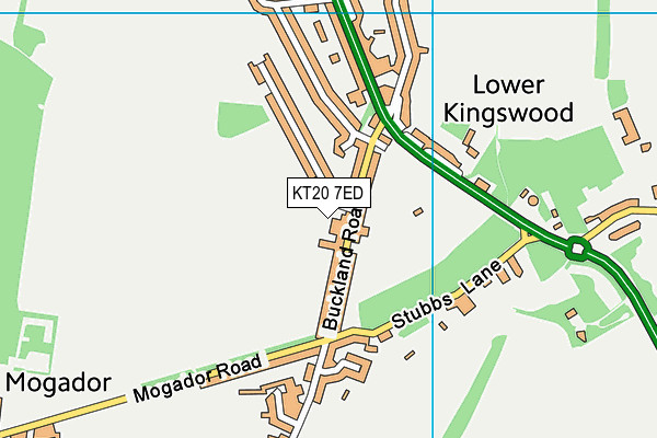 KT20 7ED map - OS VectorMap District (Ordnance Survey)