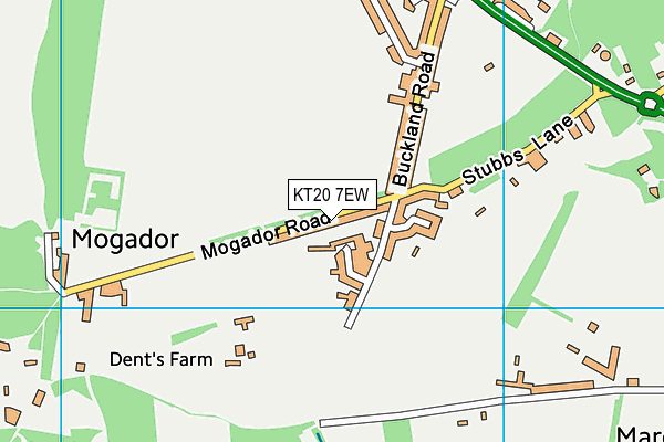 KT20 7EW map - OS VectorMap District (Ordnance Survey)