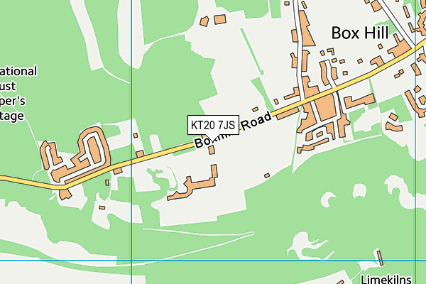 KT20 7JS map - OS VectorMap District (Ordnance Survey)