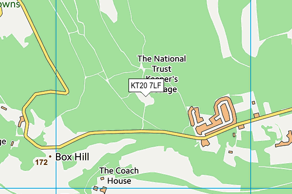 KT20 7LF map - OS VectorMap District (Ordnance Survey)