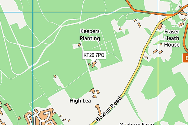 KT20 7PQ map - OS VectorMap District (Ordnance Survey)