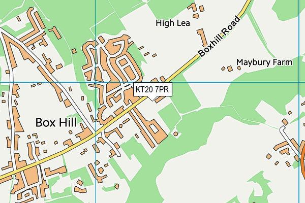 KT20 7PR map - OS VectorMap District (Ordnance Survey)