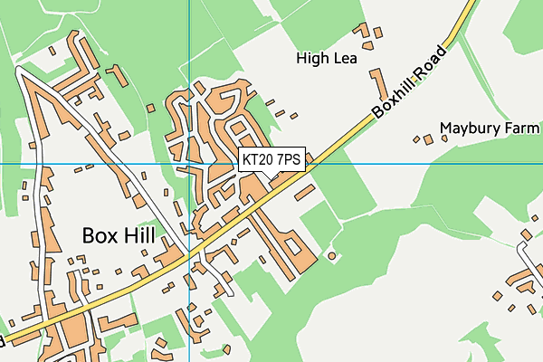 KT20 7PS map - OS VectorMap District (Ordnance Survey)