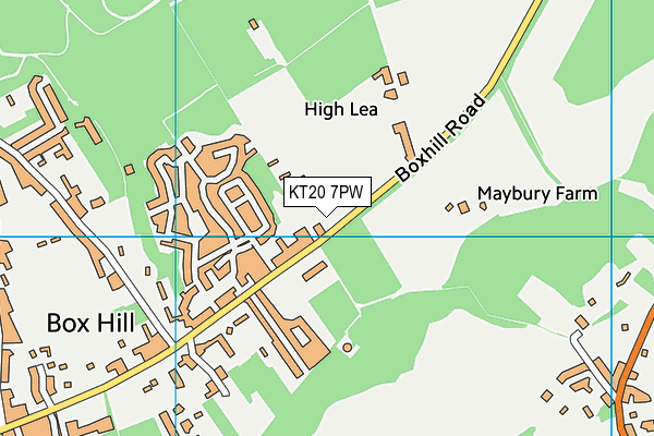 KT20 7PW map - OS VectorMap District (Ordnance Survey)
