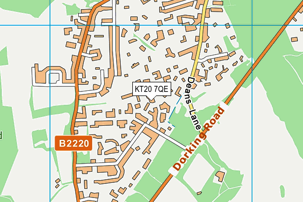 KT20 7QE map - OS VectorMap District (Ordnance Survey)