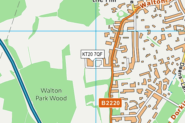 KT20 7QF map - OS VectorMap District (Ordnance Survey)