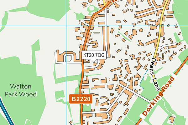 KT20 7QG map - OS VectorMap District (Ordnance Survey)