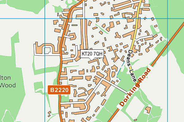 KT20 7QH map - OS VectorMap District (Ordnance Survey)