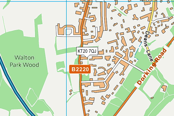 KT20 7QJ map - OS VectorMap District (Ordnance Survey)