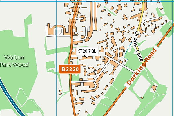 KT20 7QL map - OS VectorMap District (Ordnance Survey)