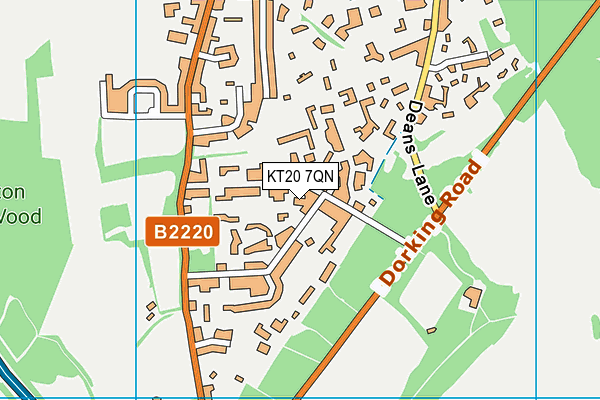 KT20 7QN map - OS VectorMap District (Ordnance Survey)