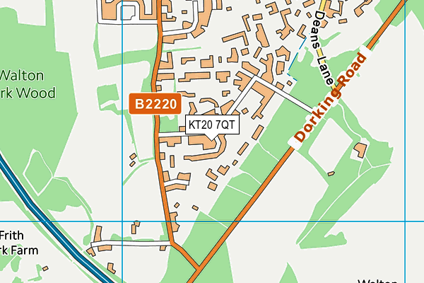 KT20 7QT map - OS VectorMap District (Ordnance Survey)