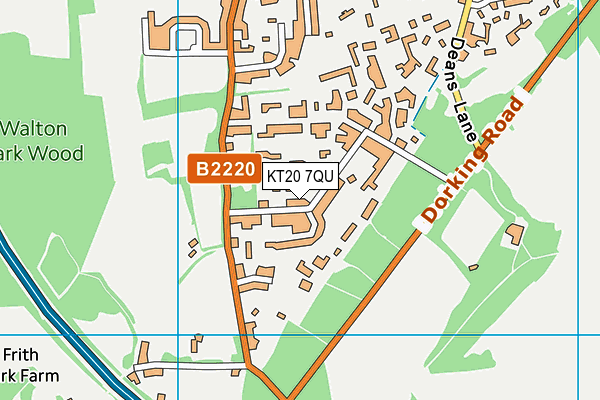 KT20 7QU map - OS VectorMap District (Ordnance Survey)