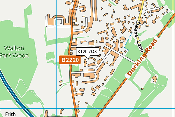 KT20 7QX map - OS VectorMap District (Ordnance Survey)