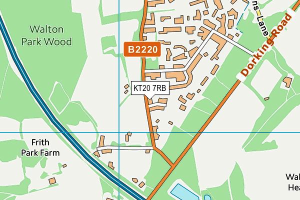KT20 7RB map - OS VectorMap District (Ordnance Survey)
